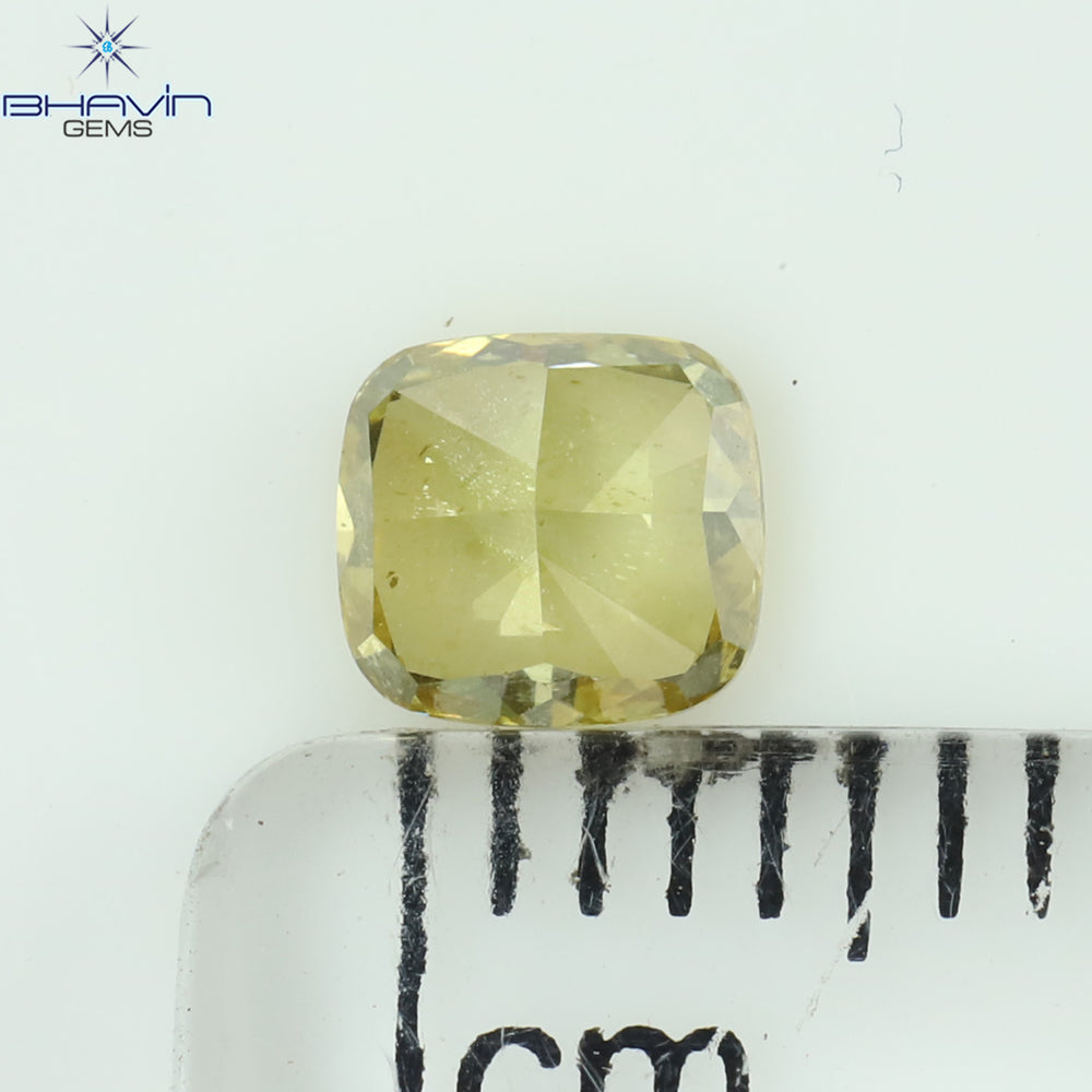 0.53 CT Cushion Shape Natural Diamond Green (Chameleon) Color VS1 Clarity (4.85 MM)