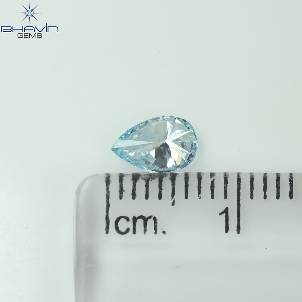 0.50 CT Pear Shape Natural Diamond Blue Color VS2 Clarity (6.70 MM)