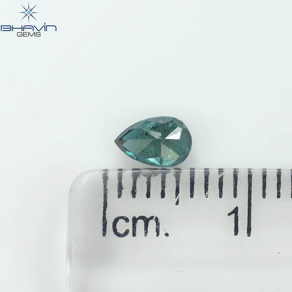 0.23 CT ペアシェイプ ナチュラル ダイヤモンド グリーン カラー I2 クラリティ (6.27 MM)