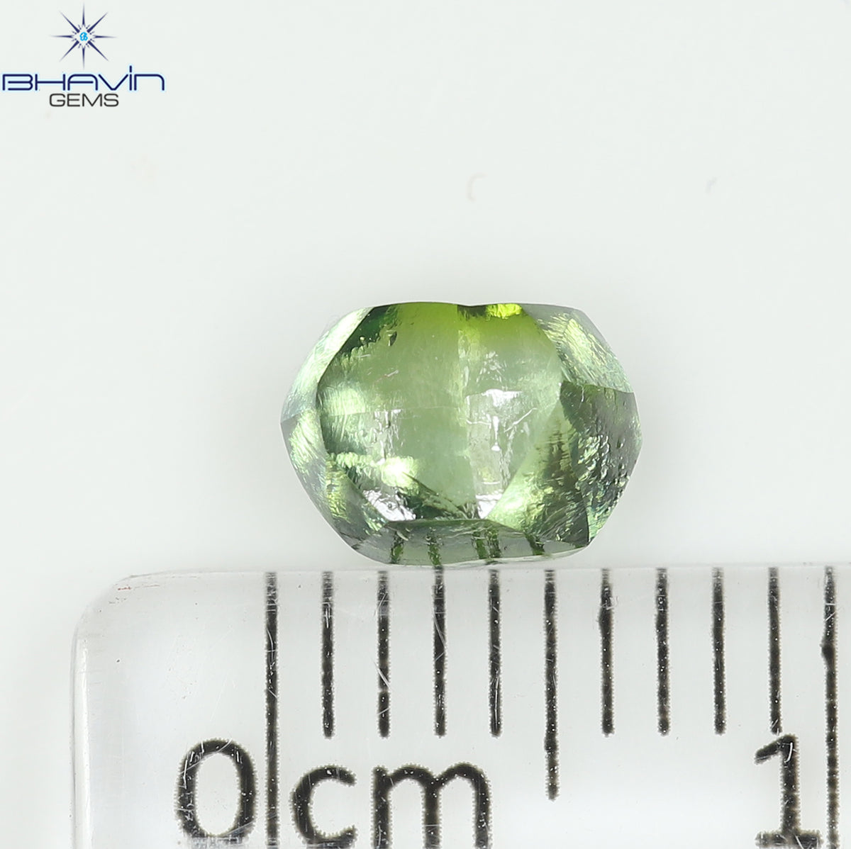 1.28 CT Natural Rough Diamond Enhanced Green Blue Color Clarity VS (6.48 MM)