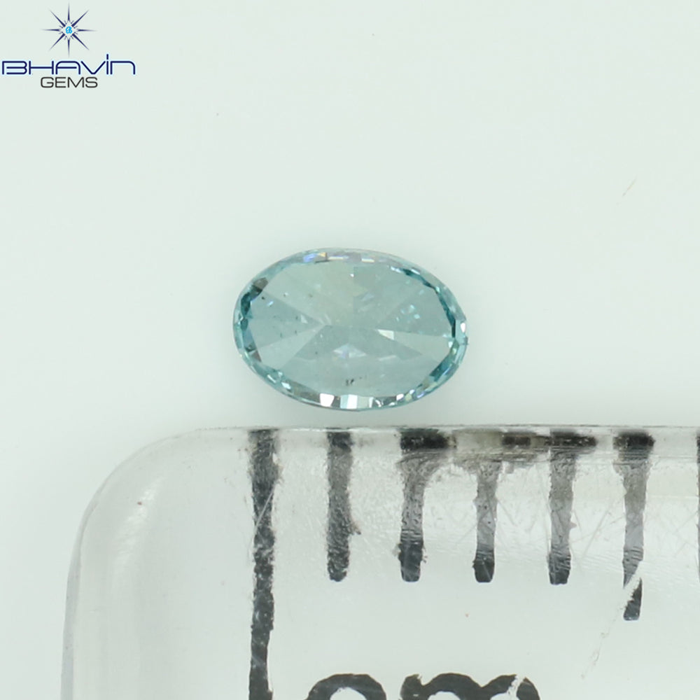 0.51 CT オーバル シェイプ ナチュラル ダイヤモンド グリーン カラー SI1 クラリティ (6.05 MM)