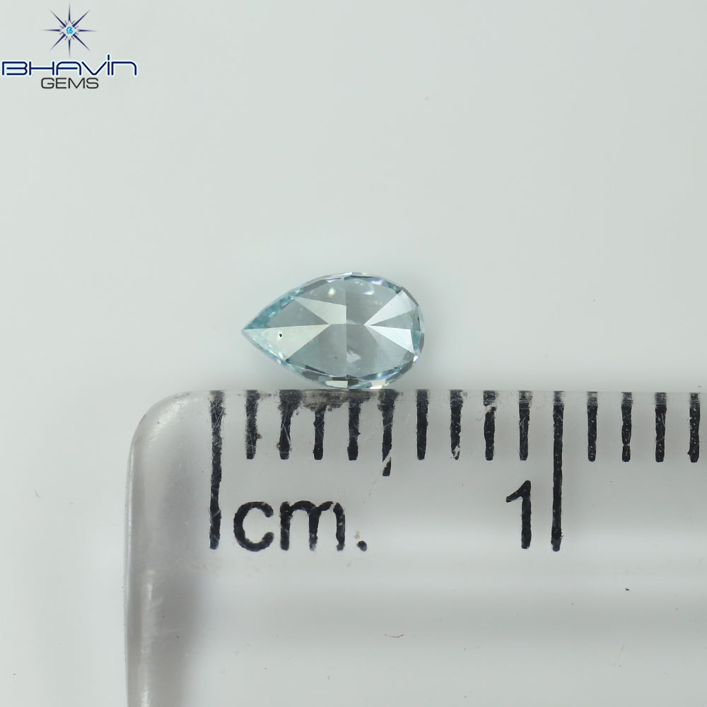 0.31 CT Pear Shape Natural Diamond Blue Color VS1 Clarity (5.40 MM)