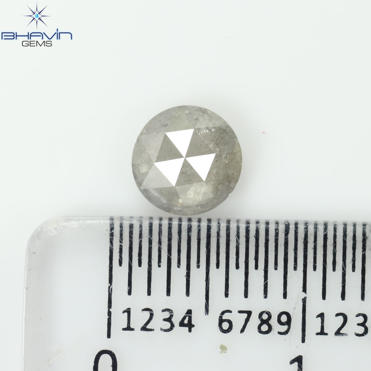 0.81 CT ラウンド ローズカット シェイプ 天然ダイヤモンド ソルト＆ペッパーカラー I3 クラリティ (5.66 MM)