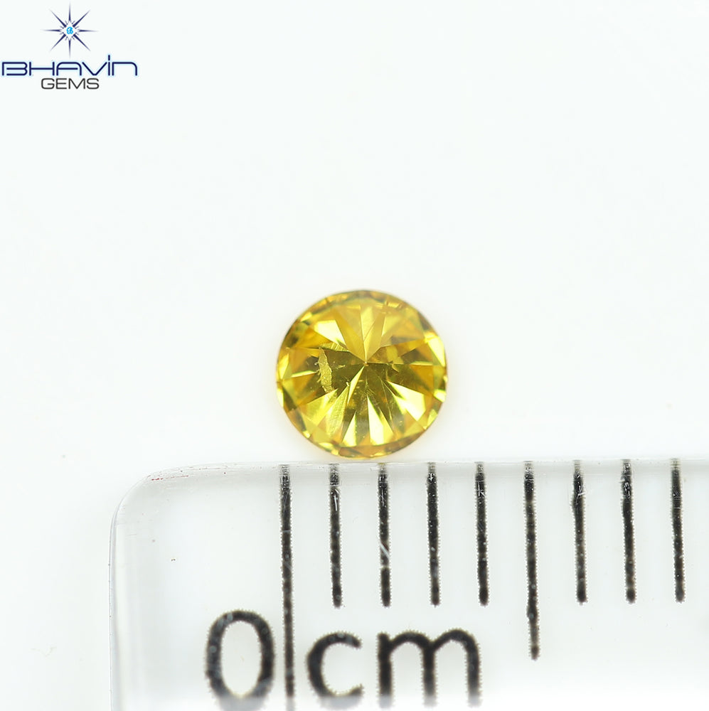 0.17 CT Natural Round Diamond Vivid Yellow Color Clarity SI2 (3.58 MM)