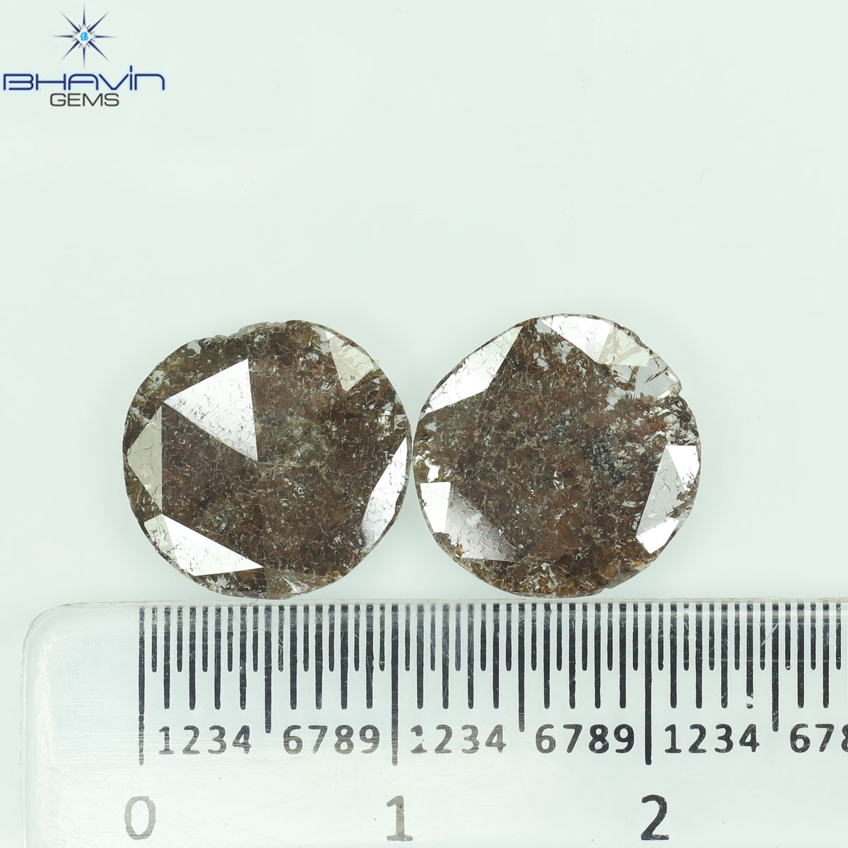 3.07 CT/2 Pcs Natural Uncut Slice Diamond Brown Color Clarity I3 (11.59 MM)