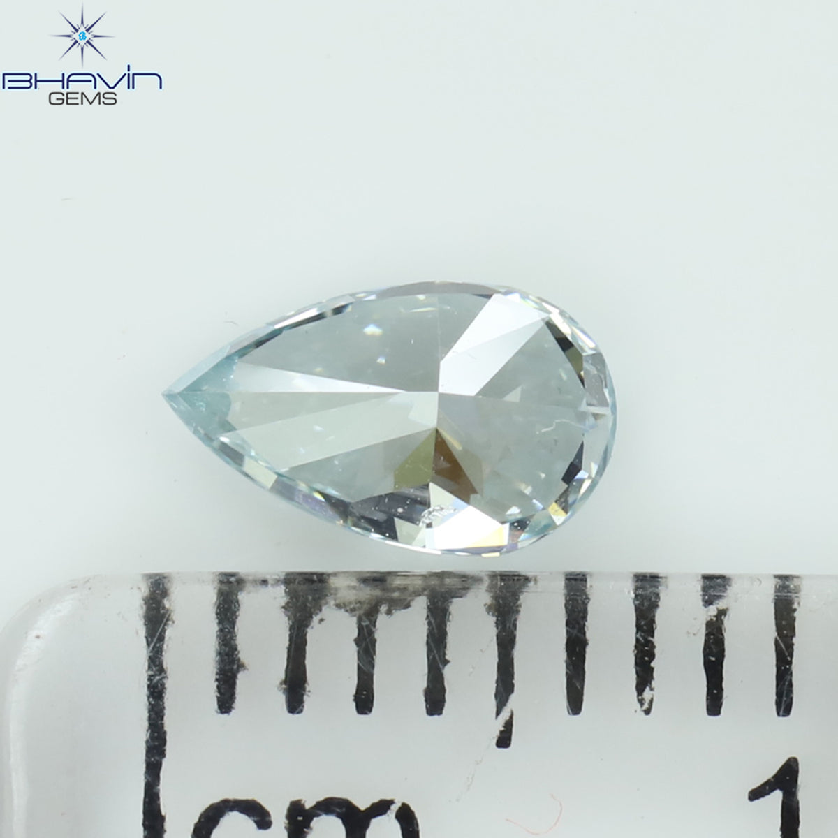 0.46 CT Natural Pear Diamond Enhanced Intense Blue Color Clarity VS1 (6.58 MM)