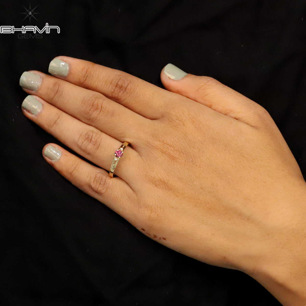 Natural Pink Diamond Round Cut Ring