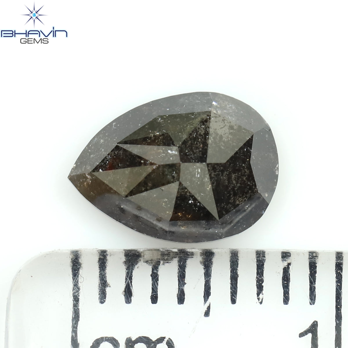 1.26 CT ペアシェイプ 天然ルースダイヤモンド ソルト＆ペッパーカラー I3 クラリティ (6.00 MM)