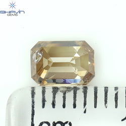 0.80 CT Emerald Shape Natural Diamond Brown Pink Color I1 Clarity (6.17 MM)