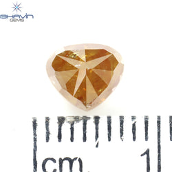 1.21 CT Heart Shape Natural Diamond Orange Color I3 Clarity (6.38 MM)