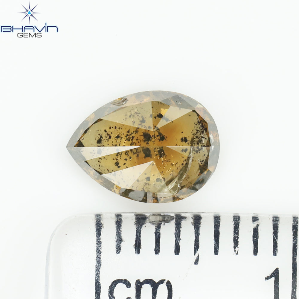 1.25 CT Pear Shape Natural Diamond Brown Color I2 Clarity (7.80 MM)