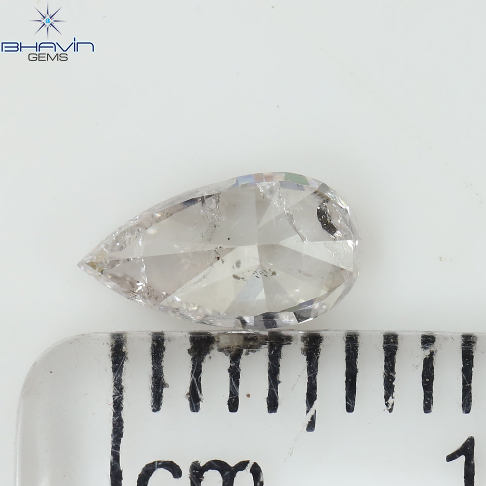 0.58 CT Pear Shape Natural Loose Diamond Pink Color I2 Clarity (7.38 MM)