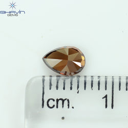 0.51 CT Pear Shape Natural Diamond Red Brown Color SI1 Clarity (6.26 MM)