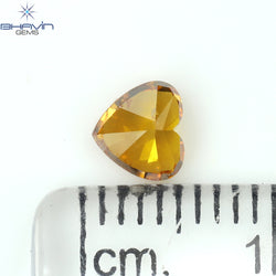 0.57 CT Heart Shape Natural Diamond Orange Color SI1 Clarity (5.22 MM)