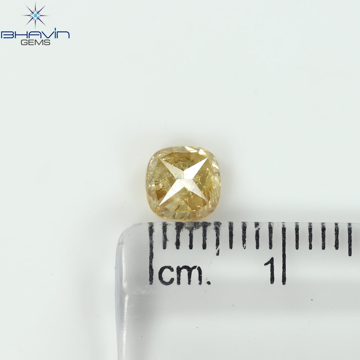 1.08 CT クッションシェイプ 天然ダイヤモンド ブラウンイエローカラー I3 クラリティ (5.71 MM)