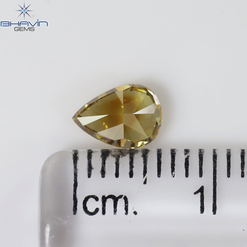 0.59 CT Pear Shape Natural Diamond Orange Yellow Color VS2 Clarity (6.50 MM)