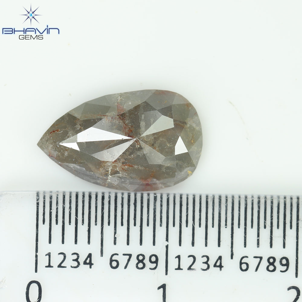 2.78 CT ペアシェイプ 天然ルースダイヤモンド ソルト＆ペッパーカラー I3 クラリティ (12.68 MM)