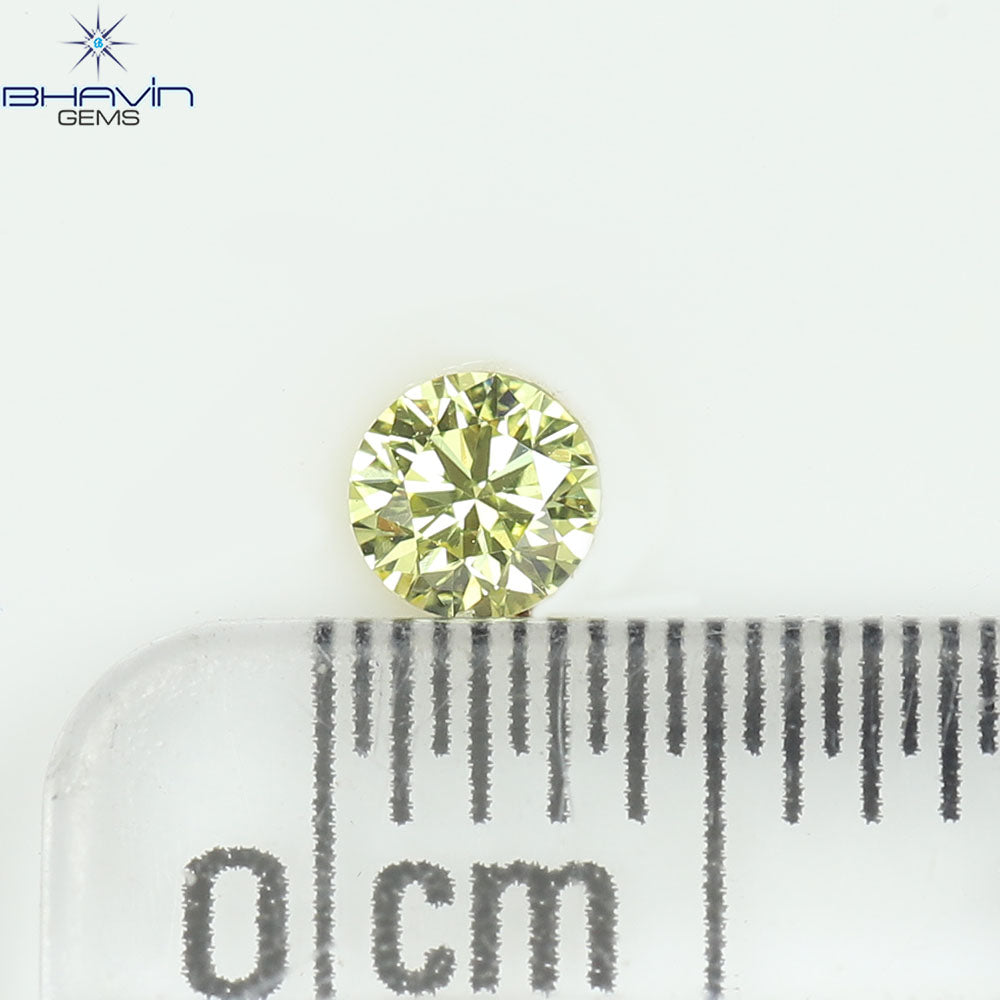 0.12 CT Natural Round Diamond Vivid Yellow Color Clarity VVS1 (3.25 MM)