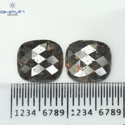 2.80 CT (2 個) クッション シェイプ ナチュラル ダイヤモンド ブラウン カラー I3 クラリティ (8.09 MM)