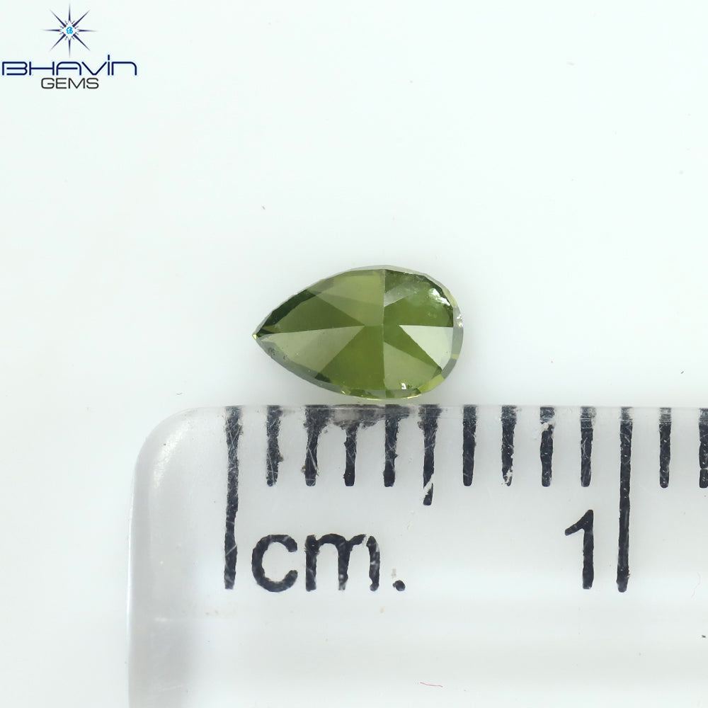 0.34 CT Pear Shape Natural Diamond Green Color SI2 Clarity (5.40 MM)