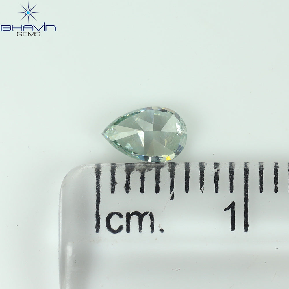 0.42 CT Pear Shape Natural Diamond Green Color SI1 Clarity (5.80 MM)