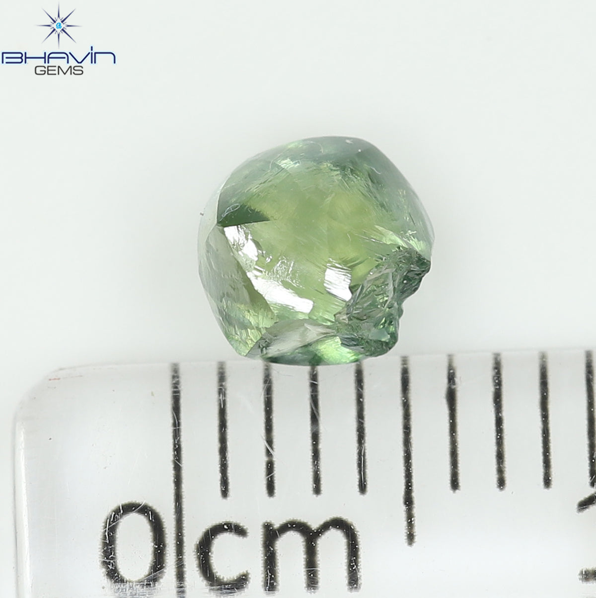1.01 CT Natural Rough Diamond Enhanced Green Color Clarity VS (5.16 MM)