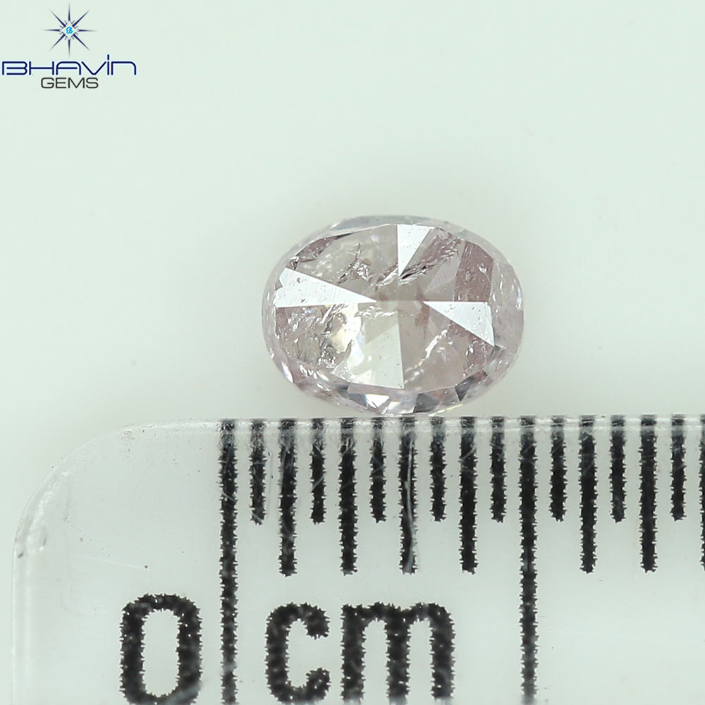 0.33 CT Oval Diamond Natural Pink Color I3 Clarity (4.38 MM)