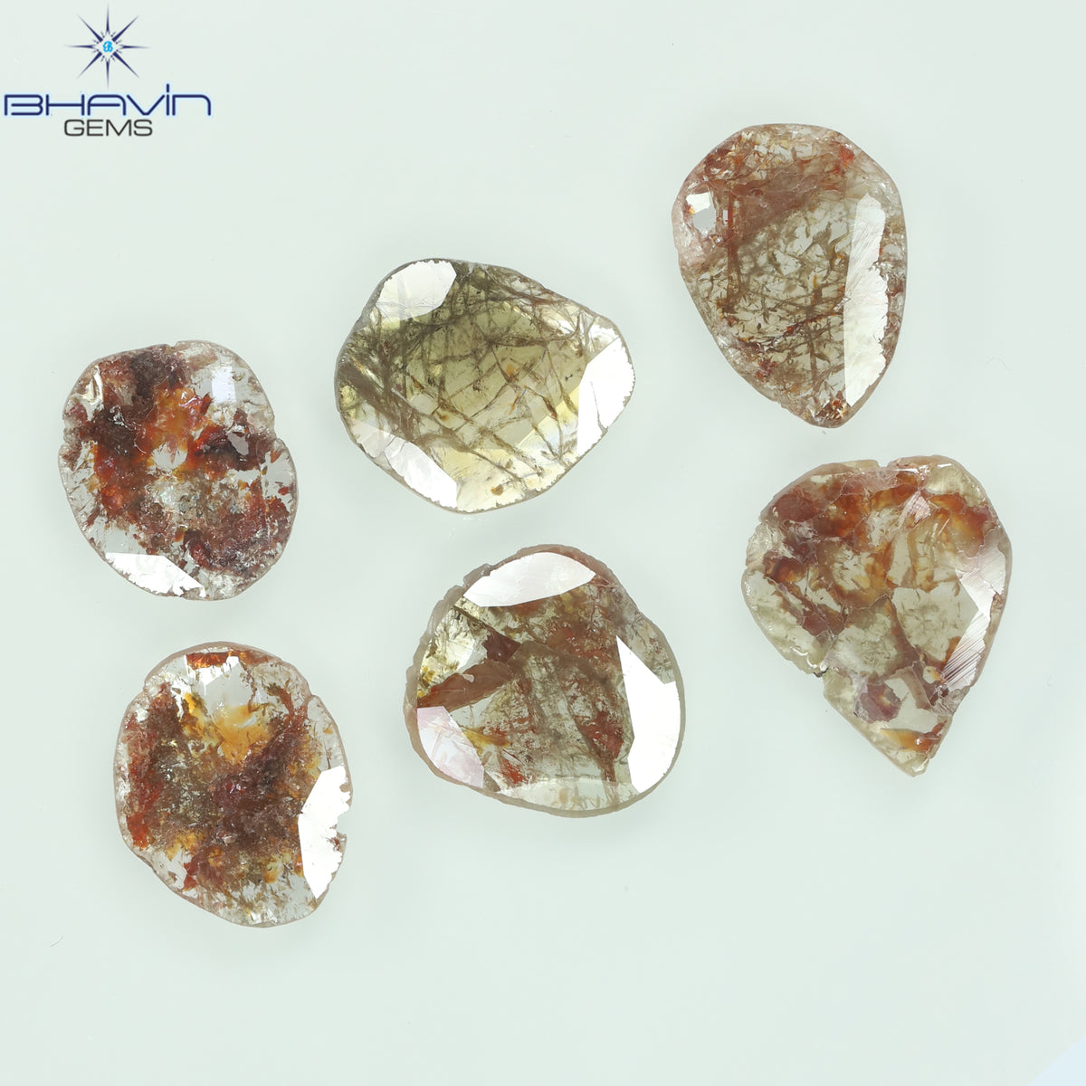 3.57 CT/5 ピース スライス シェイプ ナチュラル ルース ダイヤモンド ブラウン カラー I3 クラリティ (11.59 MM)