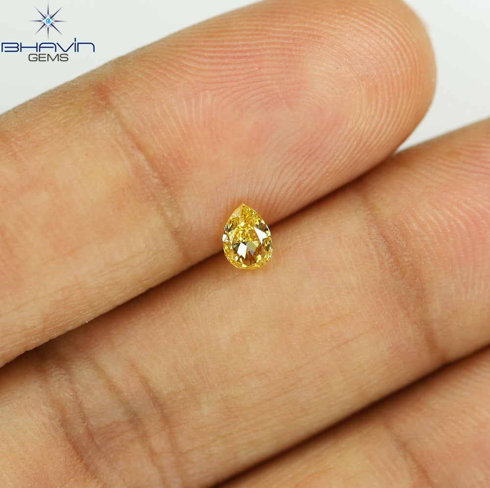 0.30 CT Natural Pear Diamond Orange Color Clarity VS2 (5.38 MM)