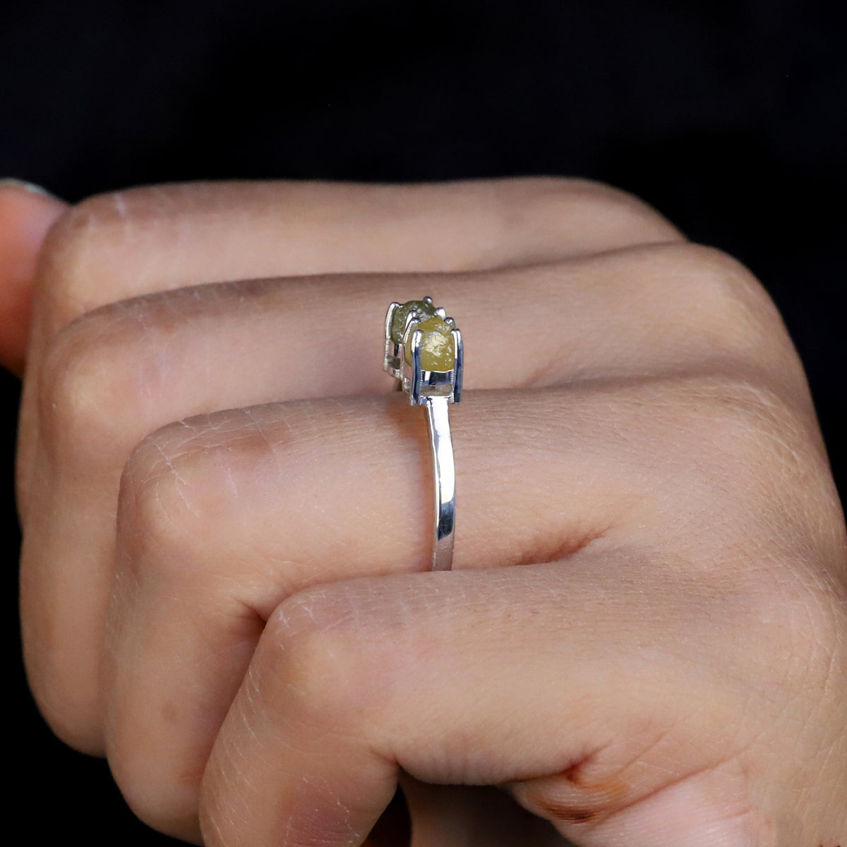 Natural Raw Diamond Open Cuff Ring