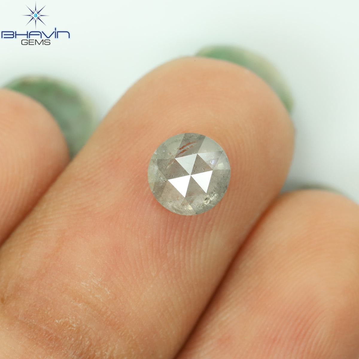 0.81 CT ラウンド ローズカット シェイプ 天然ダイヤモンド ソルト＆ペッパーカラー I3 クラリティ (5.66 MM)