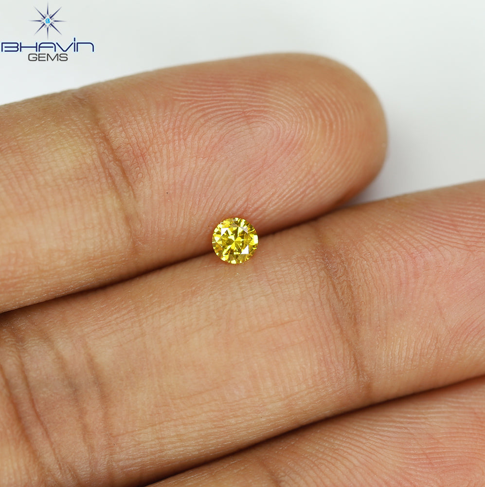 0.17 CT Natural Round Diamond Vivid Yellow Color Clarity SI2 (3.58 MM)