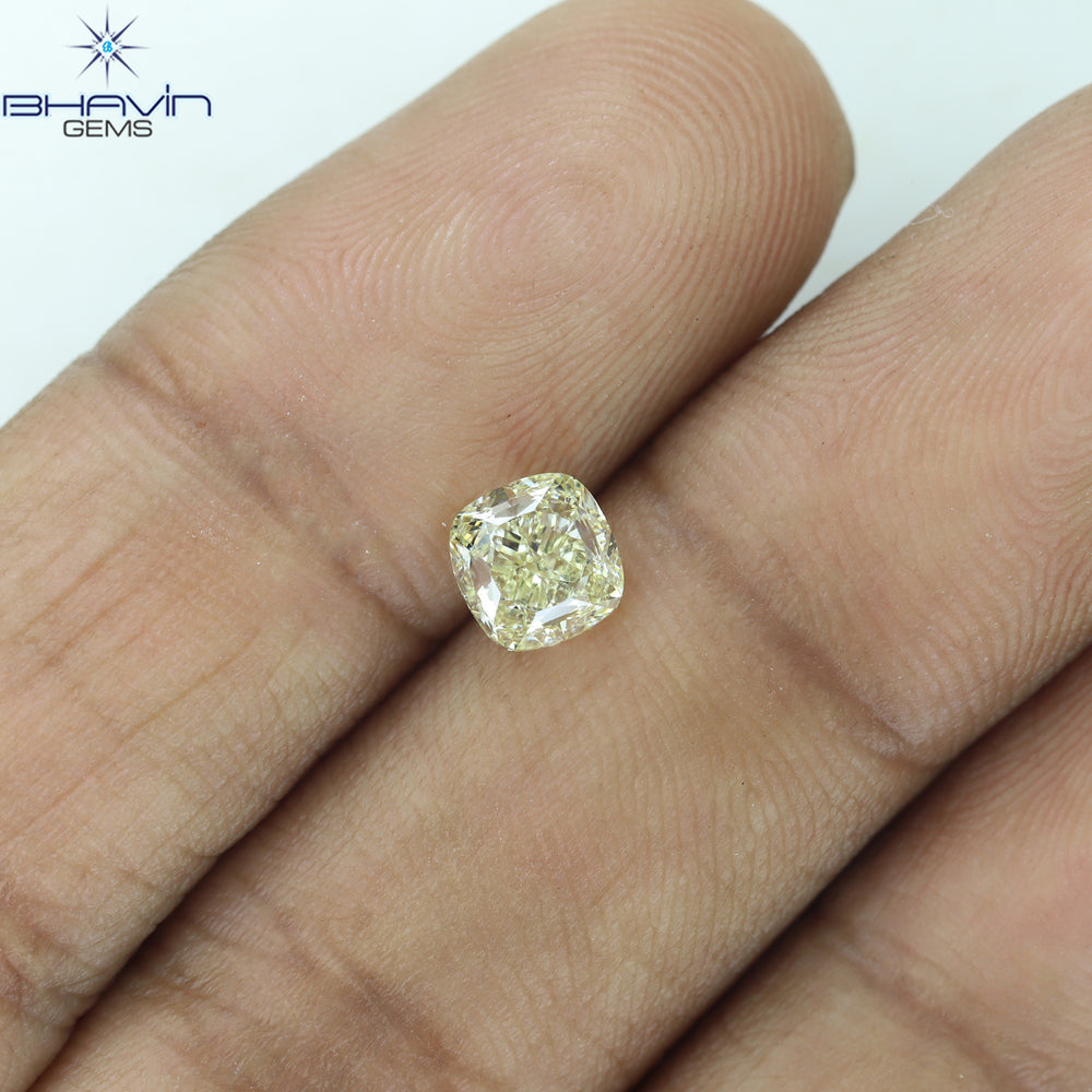 1.00 CT Cushion Shape Natural Diamond Yellow Color VVS1 Clarity (5.23 MM)