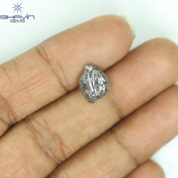 0.44 CT ラフシェイプ ナチュラル ダイヤモンド ブラック グレー (ソルト アンド パッパー) カラー I3 クラリティ (4.95 MM)