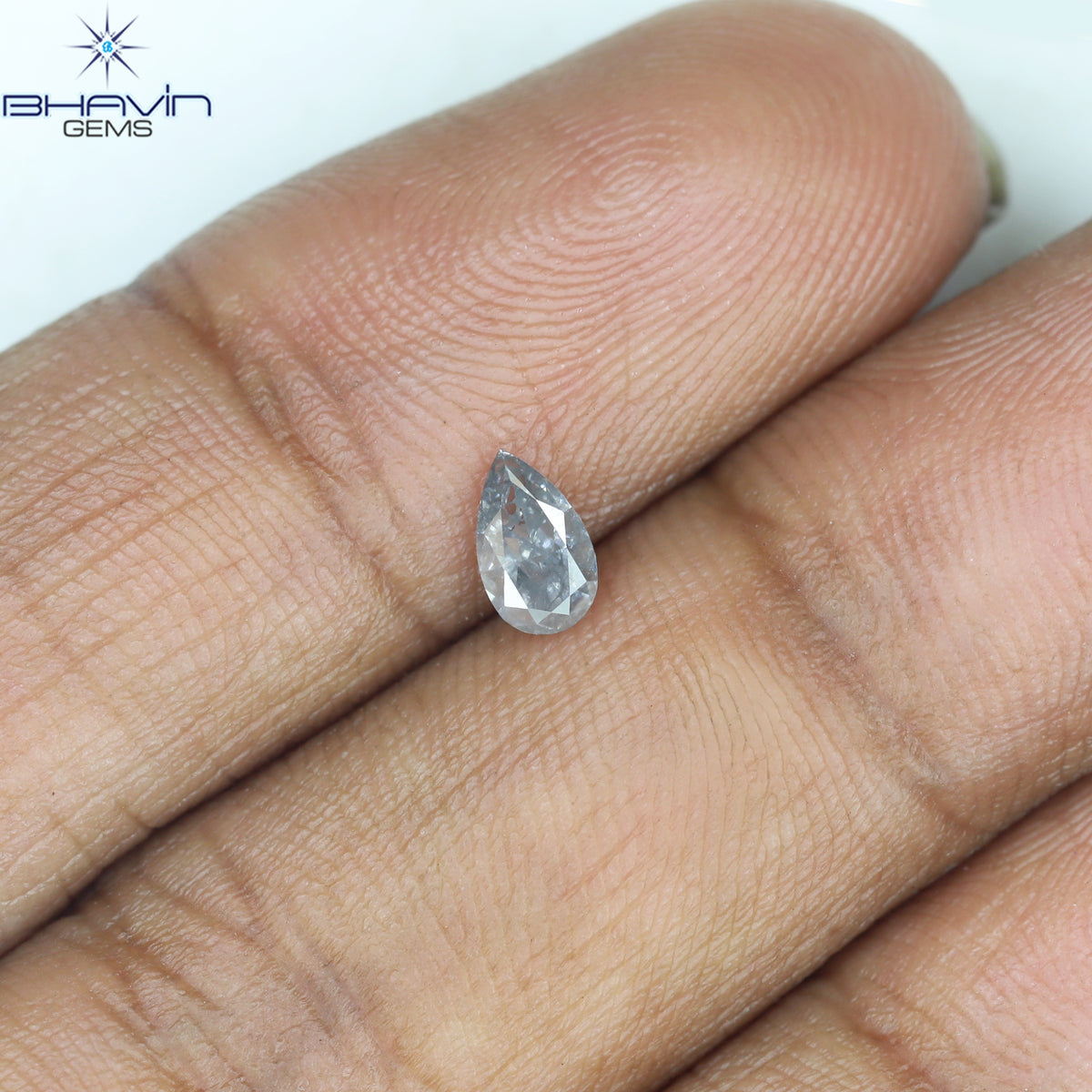 0.32 CT ペアシェイプ 天然ダイヤモンド ブルーイッシュグレーカラー SI2 クラリティ (5.51 MM)