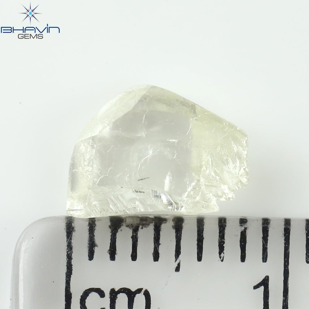 1.39 CT Rough Shape Natural Diamond White Yellow Color SI1 Clarity (9.10 MM)