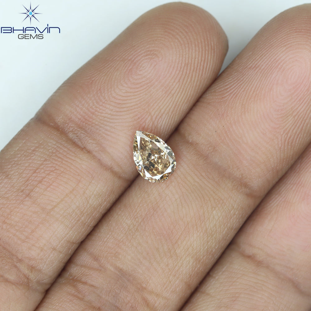 0.65 CT Pear Shape Natural Diamond Brown Color VS2 Clarity (6.82 MM)