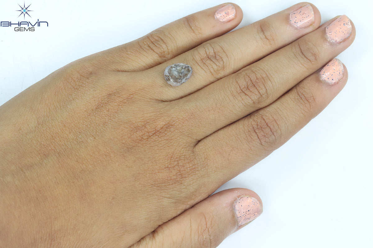 1.05 CT、ノーカット ポルキ シェイプ、天然ダイヤモンド、ブルー カラー、I3 クラリティ (5.42 MM)