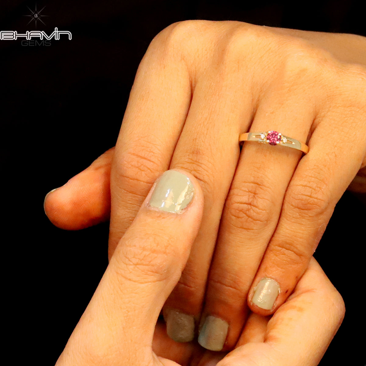 Natural Pink Diamond Round Cut Ring