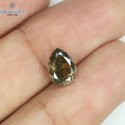 1.25 CT Pear Shape Natural Diamond Brown Color I2 Clarity (7.80 MM)