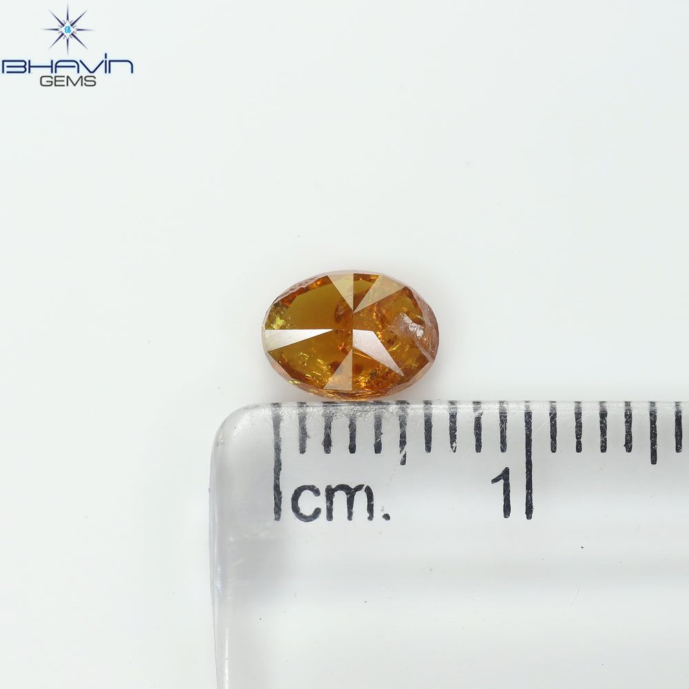 1.02 CT Oval Shape Natural Diamond Orange Color I3 Clarity (7.04 MM)