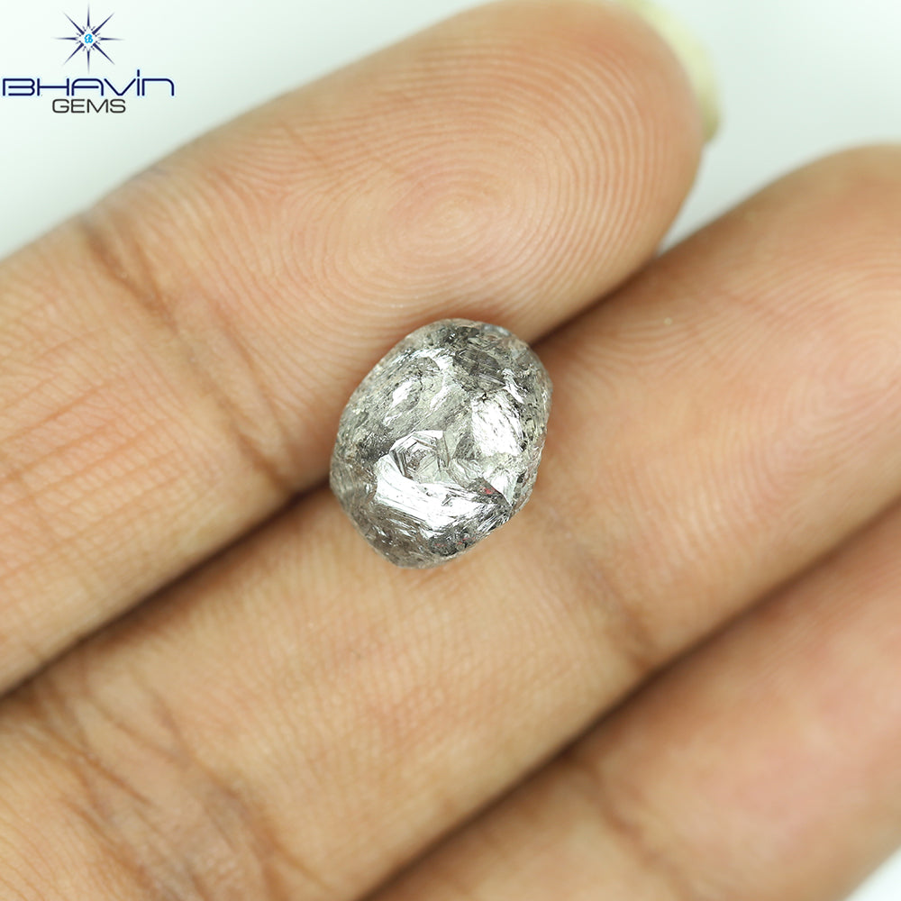 4.01 CT Rough Shape Natural Diamond Salt And Papper Color I3 Clarity (10.40 MM)
