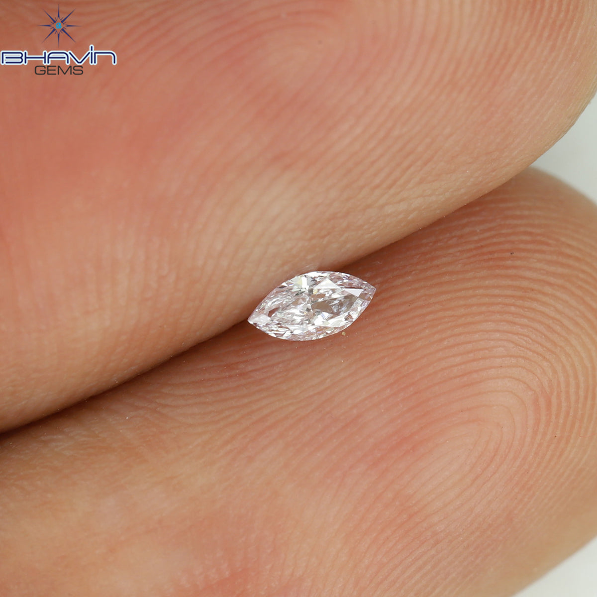 0.06 CT マーキスシェイプ 天然ルースダイヤモンド ピンクカラー SI1 クラリティ (3.98 MM)