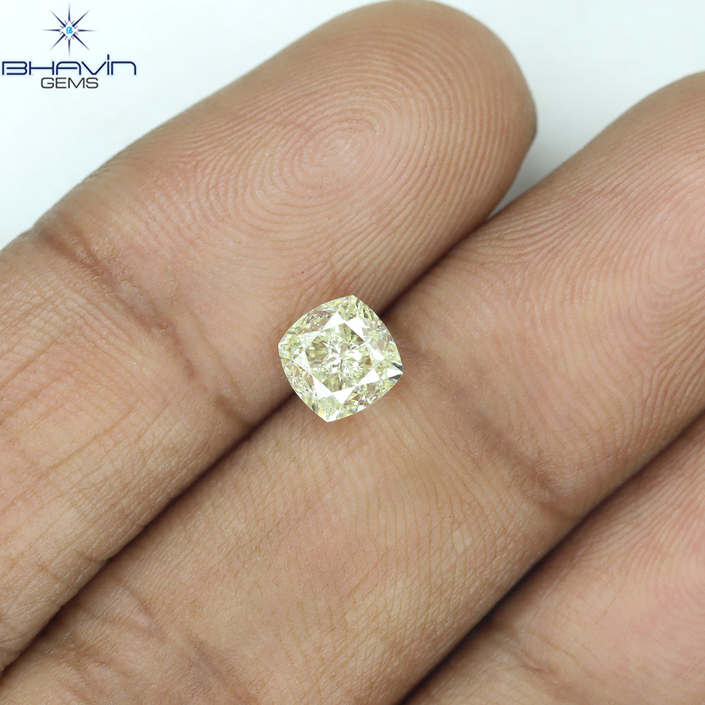 1.00 CT Cushion Shape Natural Diamond Yellow Color VVS1 Clarity (5.32 MM)