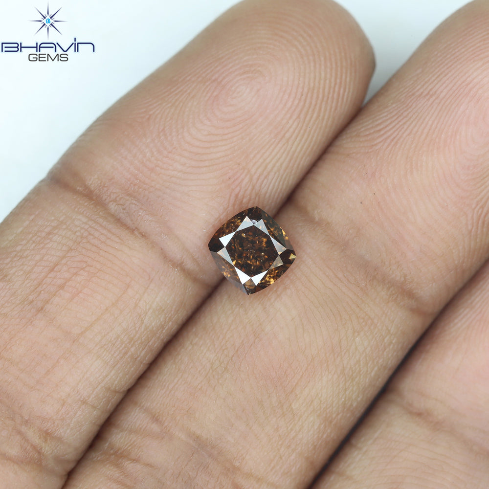 1.02 CT Cushion Shape Natural Diamond Brown Color VS2 Clarity (5.40 MM)