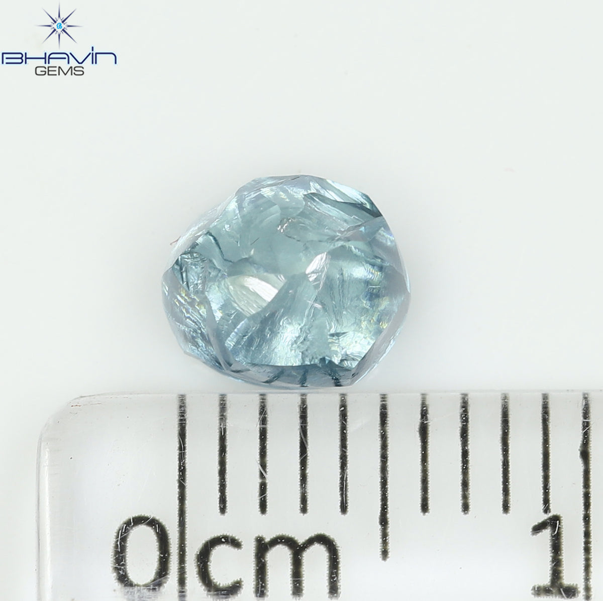 1.44 CT Natural Rough Diamond Enhanced Blue Color Clarity VS (6.16 MM)
