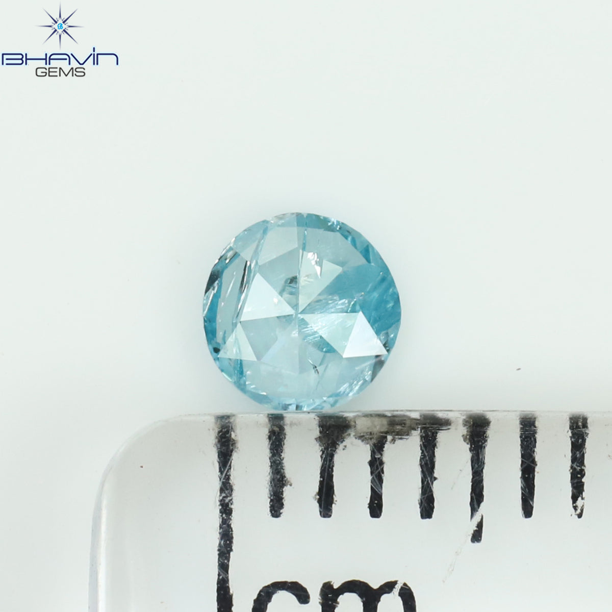 0.18 CT Natural Round Rose Cut Diamond Enhanced Intense Blue Color Clarity I2 (3.93 MM)