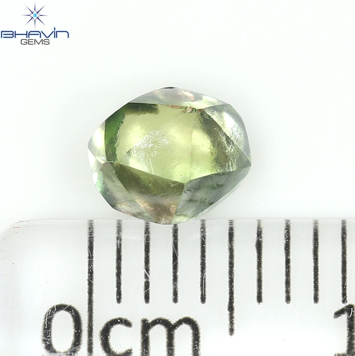 0.93 CT Natural Rough Diamond Enhanced Green Color Clarity SI (5.75 MM)