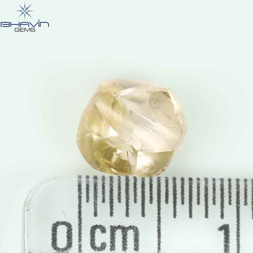 2.07 CT Rough Natural Diamond Yellow Orange Color SI Clarity (7.16 MM)