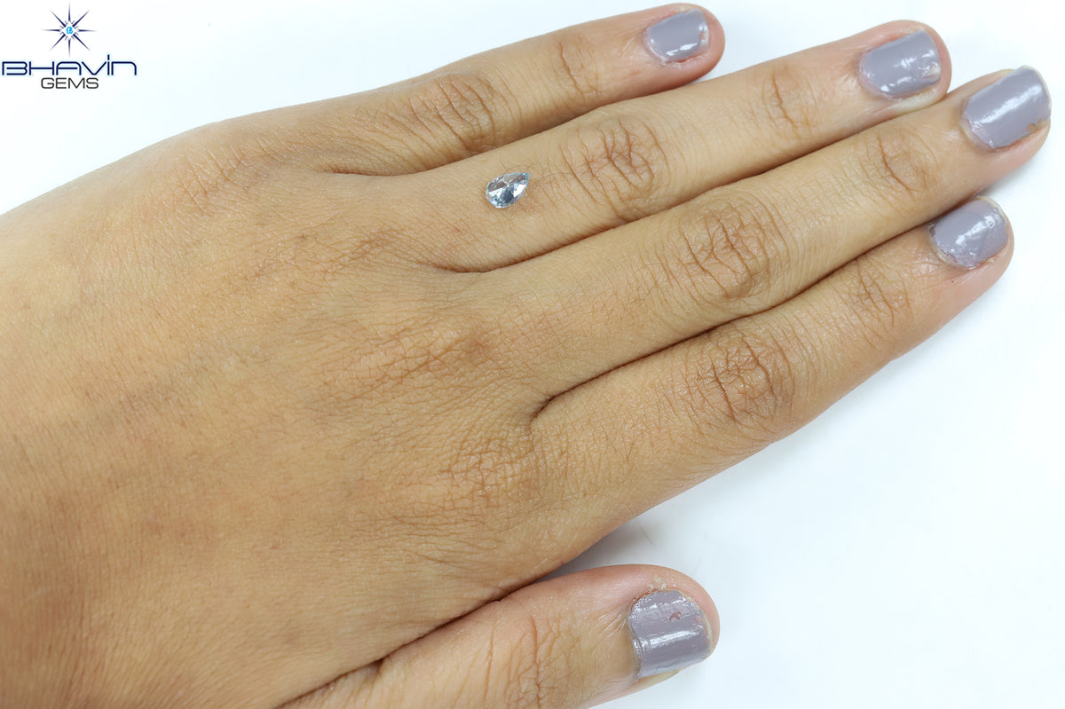 0.46 CT Natural Pear Diamond Enhanced Intense Blue Color Clarity VS1 (6.58 MM)